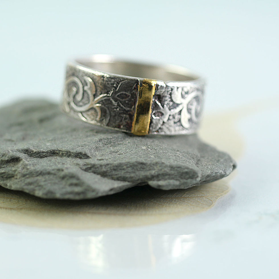 Thumbnail: Tulip Ring Wide Silver Band