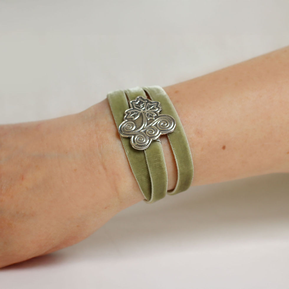 Thumbnail: Silver Ivy Bracelet - Velvet Ribbon Wrap