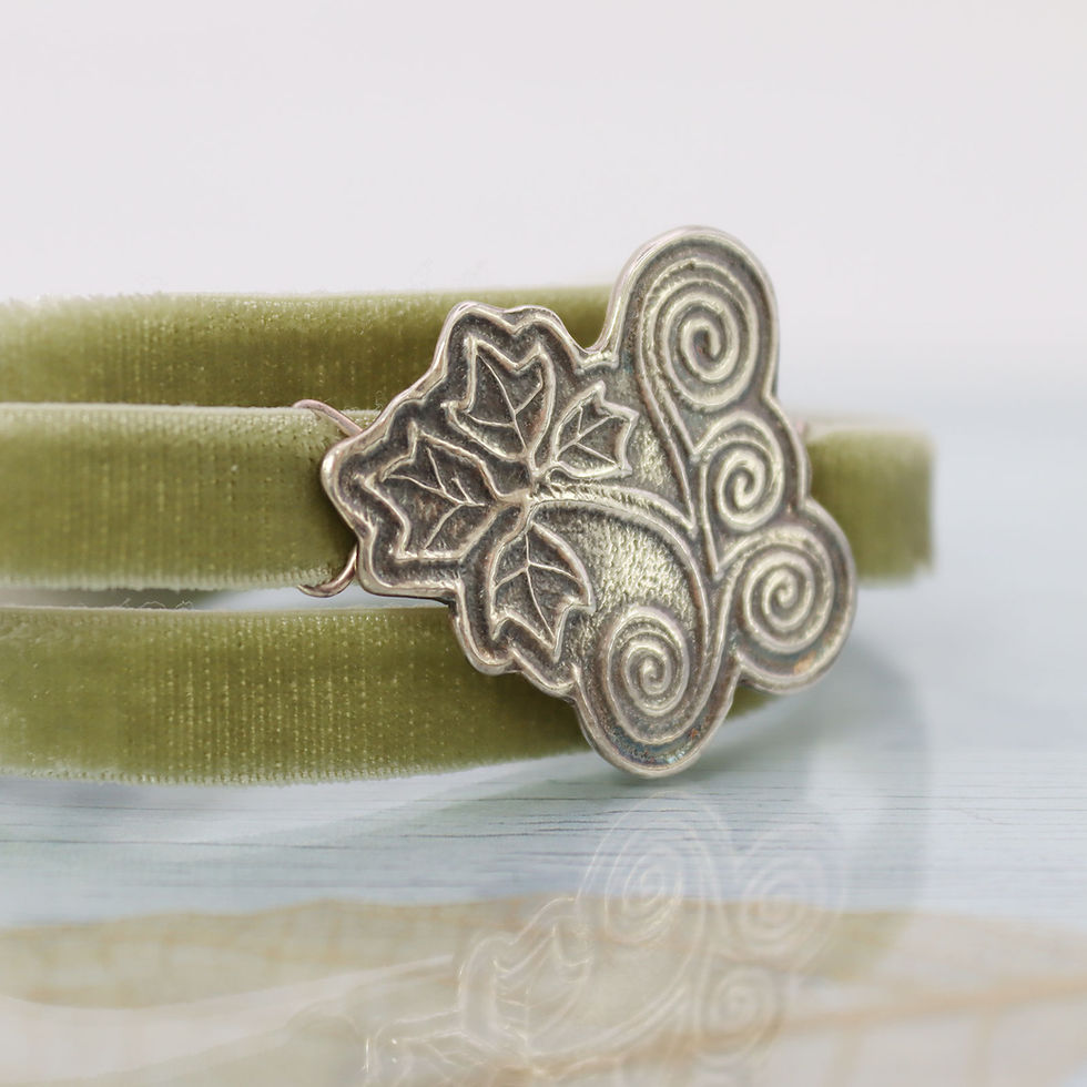 Thumbnail: Silver Ivy Bracelet - Velvet Ribbon Wrap