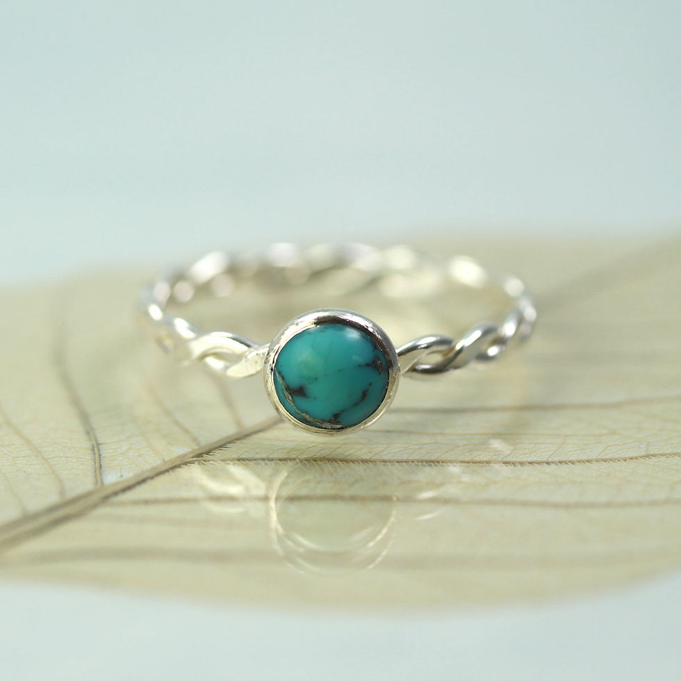 Thumbnail: Silver Turquoise Ring Twist Gem Ring