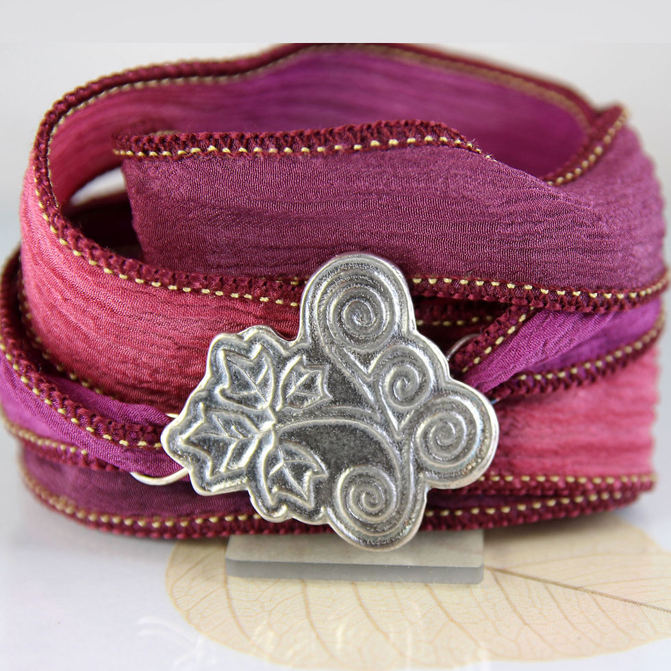 Thumbnail: Silver Ivy Leaf Cuff Bracelet - Summer jewellery