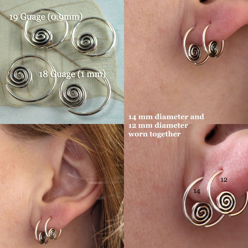 Thumbnail: Spiral Sleeper Hoops  14k Gold Fill