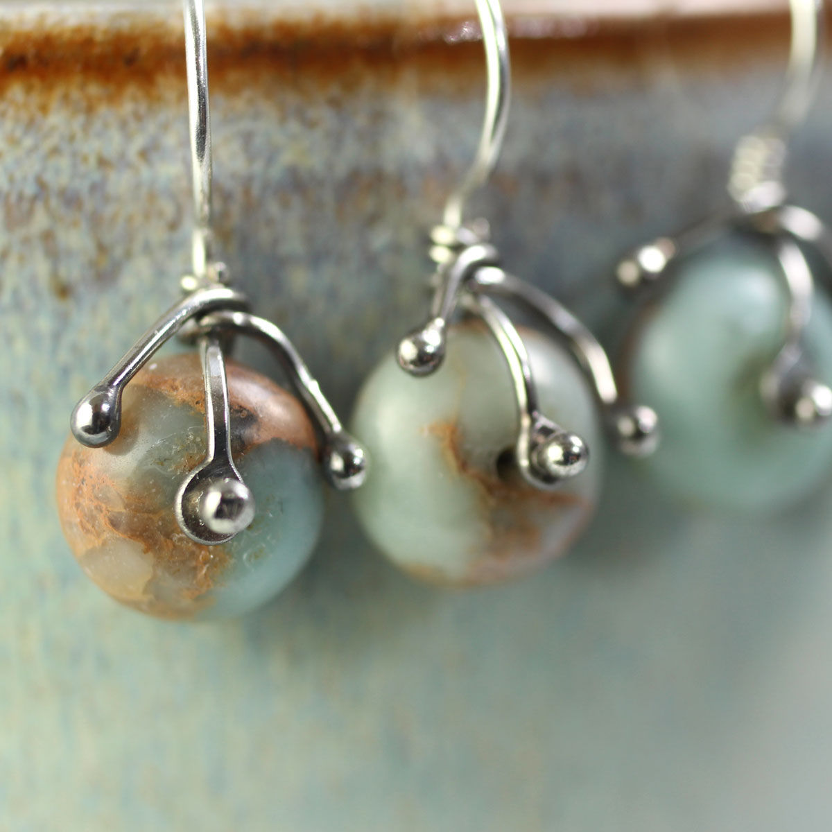 Jasper Earrings wrapped in Silver