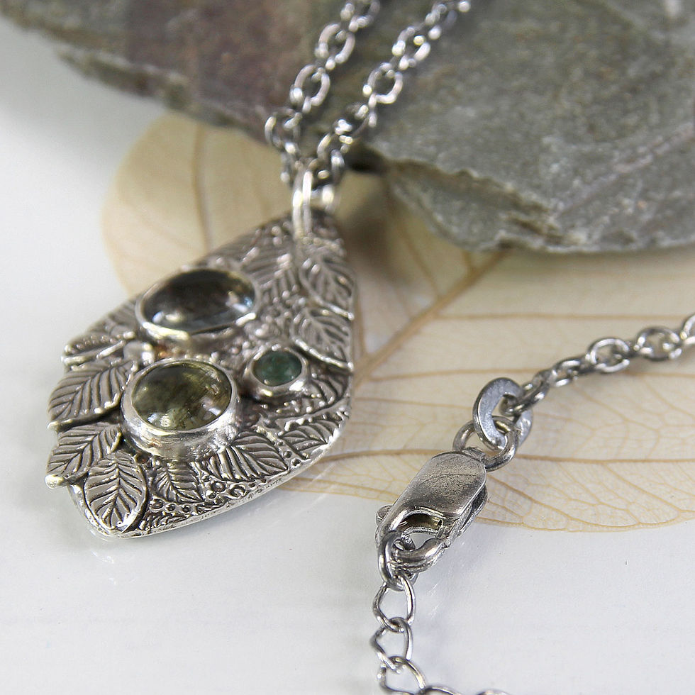 Thumbnail: Moss Aquamarine Leaf Necklace