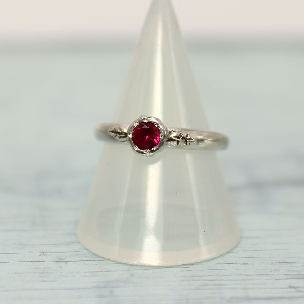 Thumbnail: Ruby Silver Ring - Hand carved setting