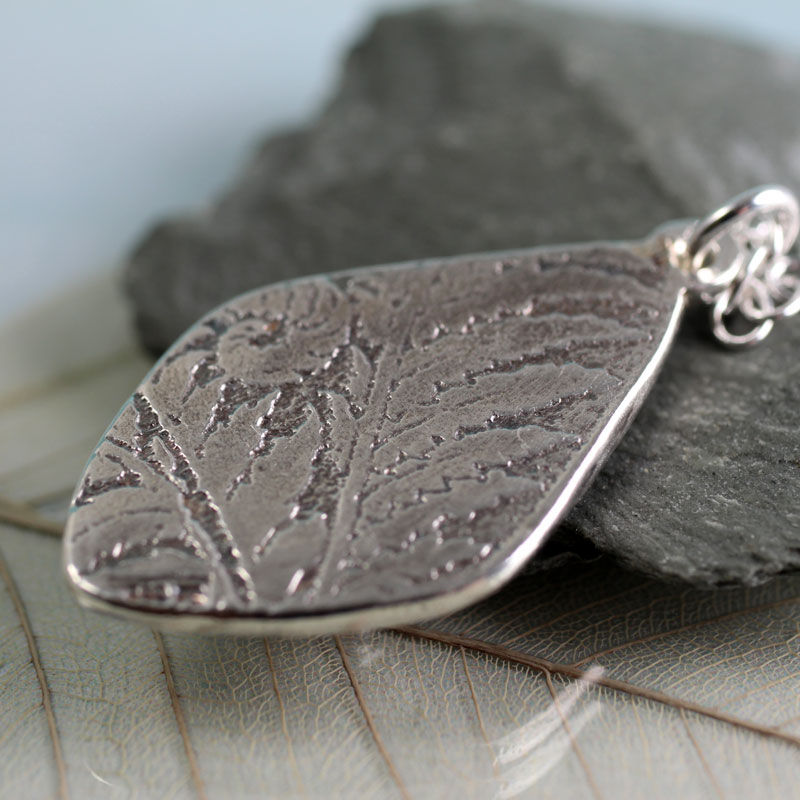 Thumbnail: Fern Silver Pendant with Sunstone Gem