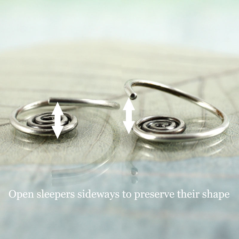 Thumbnail: Silver Sleeper Hoops with Sideways Spiral