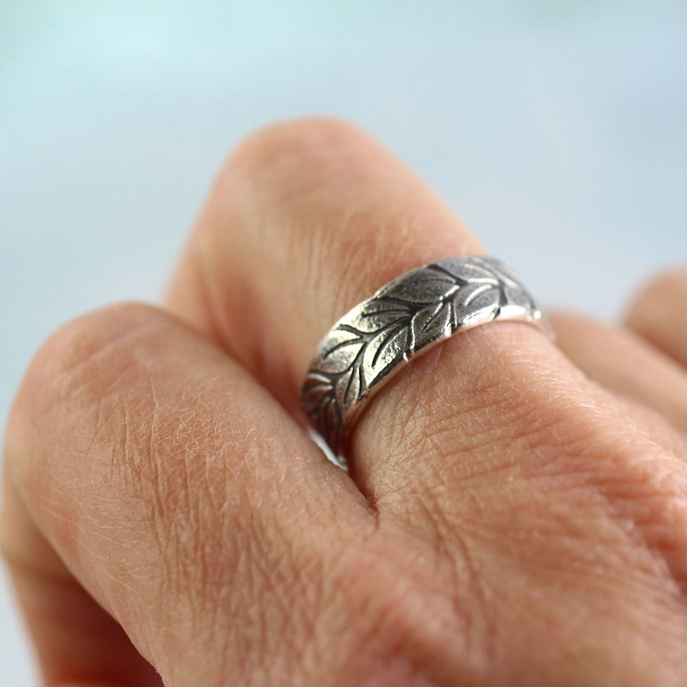 Thumbnail: Silver Laurel Wreath Ring Wide Band