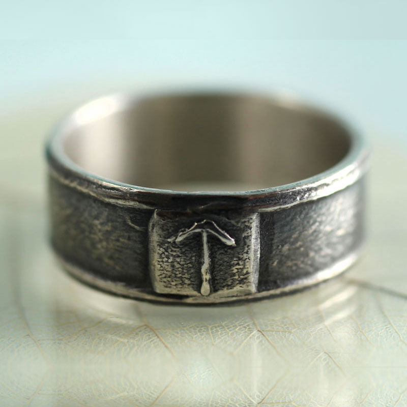 Thumbnail: Rune Ring Silver Band - Custom Viking Rings