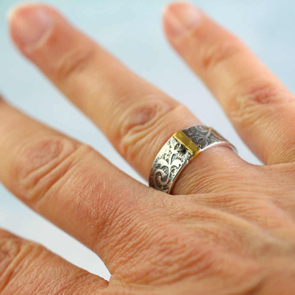 Thumbnail: Tulip Ring Wide Silver Band