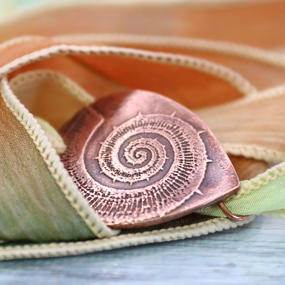 Thumbnail: Copper Bracelet Ammonite Silk Wrap
