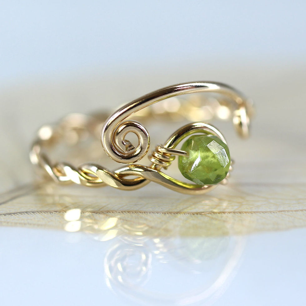 Thumbnail: Gold Fill Vesuvianite Twist Ring - Rustic Viking Style