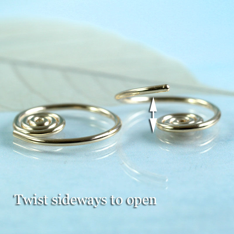Thumbnail: Spiral Sleeper Hoops  14k Gold Fill