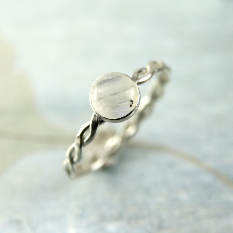 Thumbnail: Silver Moonstone Ring - Sterling Twist