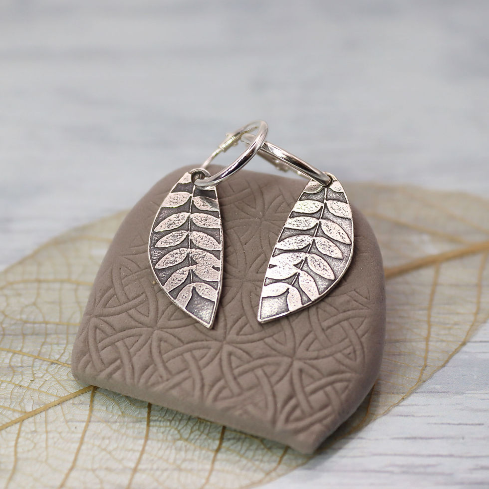 Thumbnail: Handmade Silver Leaf Earrings