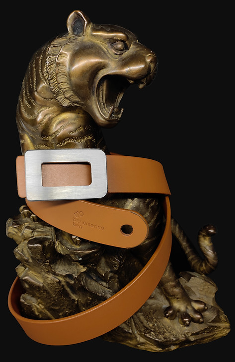benemence ben Raw Titanium Hazel Tan Full Grain Leather Belt