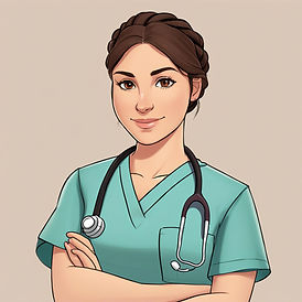 young female in scrubs with dark brown hair in a plait animated.jpg