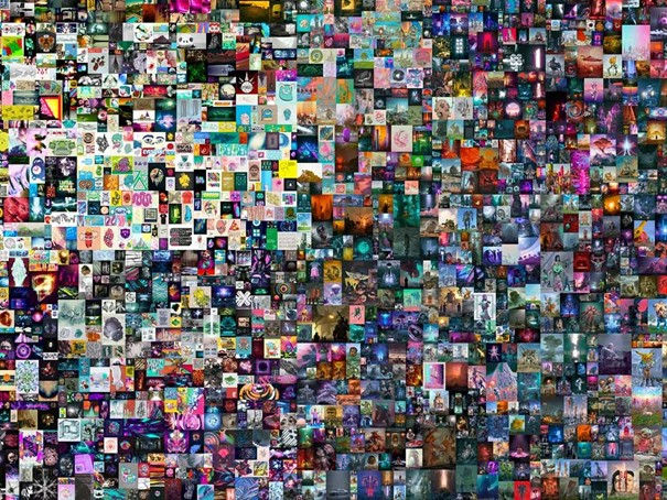 5000 days , Beeple (Christie’s qui a rassemblé les 5000 créations dans une seule et même œuvre certifiée par un NFT. D’où le nom de l’œuvre)