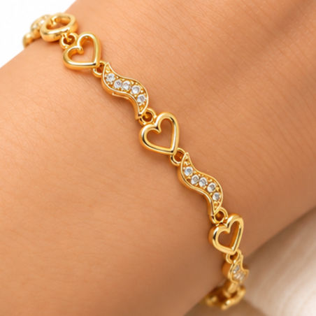 Miniatura: Pulsera Figuras de Corazón Dorado Oro Laminado