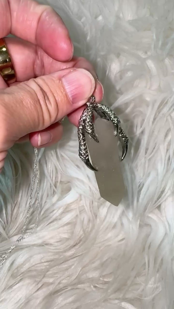 Thumbnail: Pale Phantom Hedenbergite Talon Necklace#2