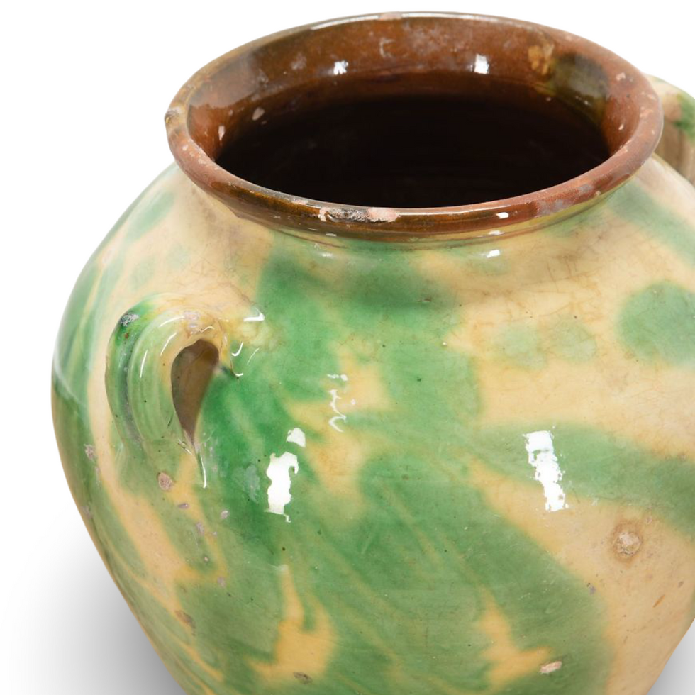 Thumbnail: 19th Century Spanish Green and Cream Glaze Vase