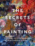Abstract colorful painting with bold text: "The Secrets of Painting" by Lachlan Goudie. Bright reds, blues, and yellows dominate the background.
