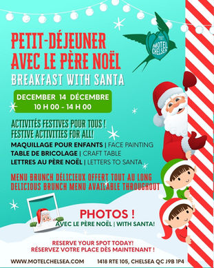 DIMANCHE 14 DÉCEMBRE | Petit-déjeuner avec le Père Noël | 10h00-14h00