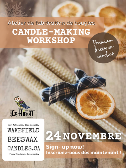 LUN 24 NOV | Atelier de fabrication de bougies en cire d'abeille