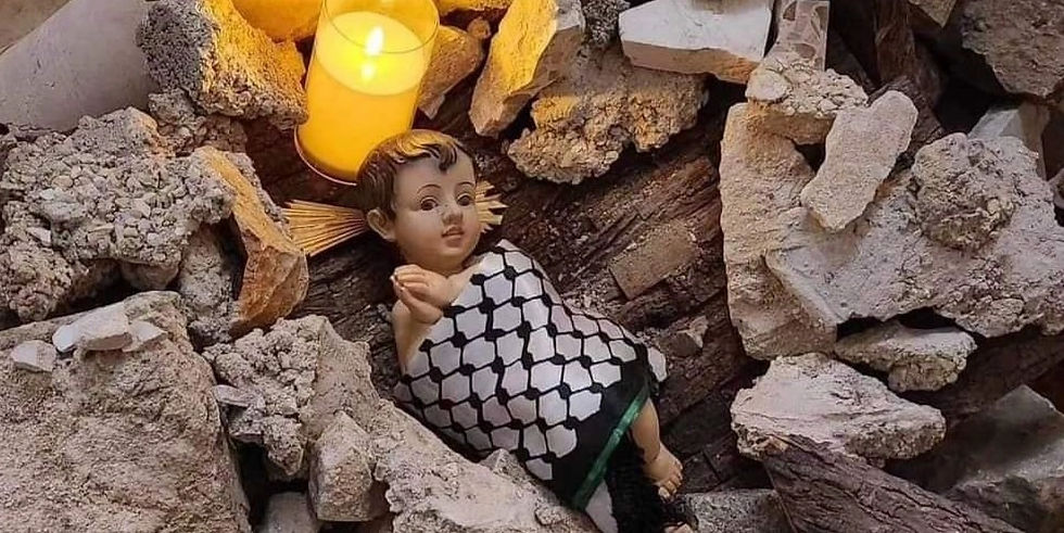 Niño Jesús con kufiya palestina