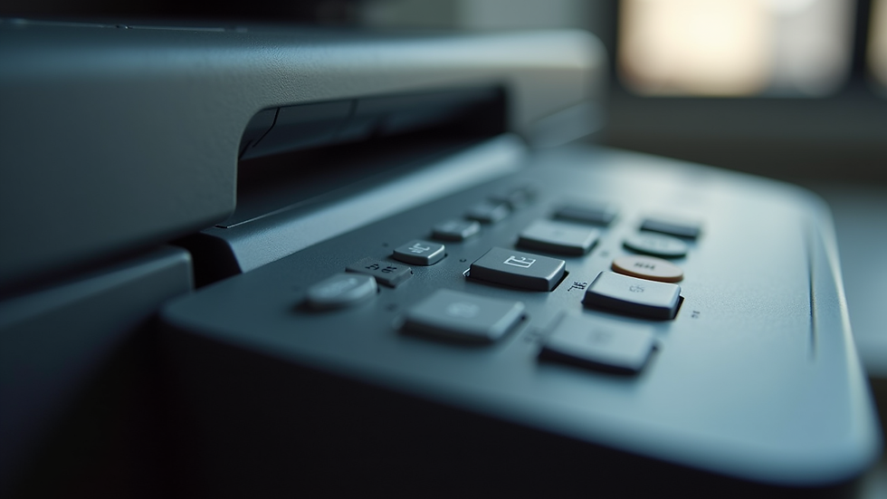 Close-up view of printer control panel with buttons
