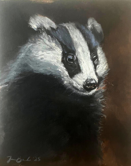 oil painting of a badger