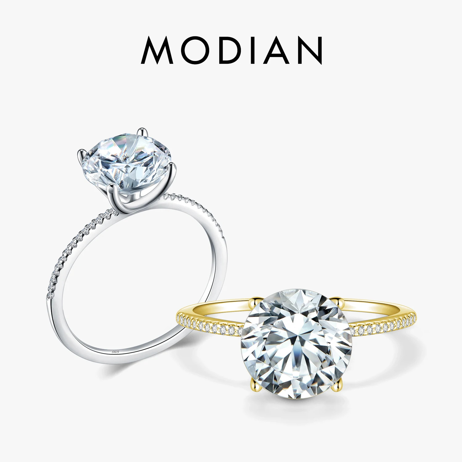 Luxury Real Solid 925 Sterling Silver Ring 3Ct 10 Engagement ring for Women