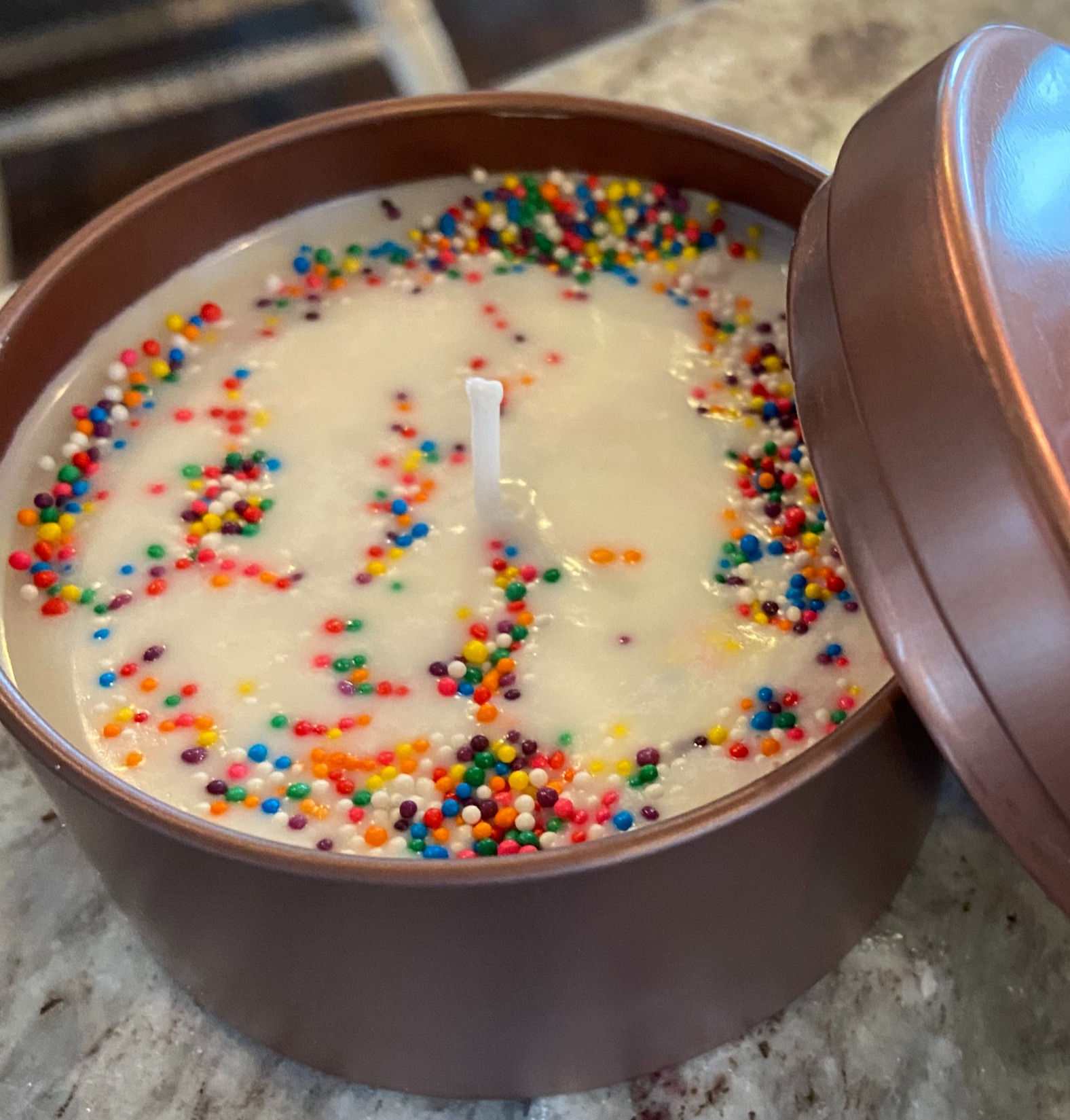 Artisan Soy Hand poured Birthday Cake Candle in Keepsake Tin (individual)