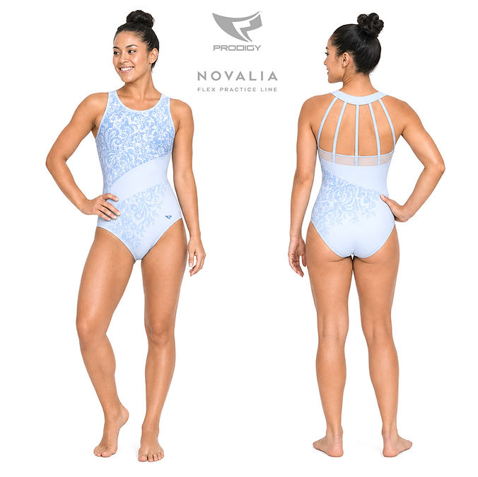 Custom Gymnastics Leotard Novalia, via Prodigy Cheer Apparel's FLEX Practice Line