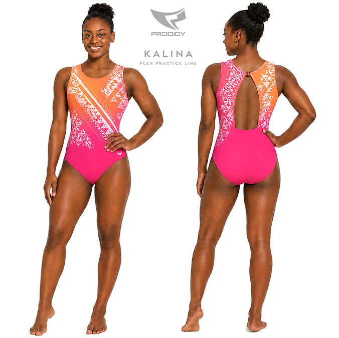Custom Gymnastics Leotard Kalina, via Prodigy Cheer Apparel's FLEX Practice Line