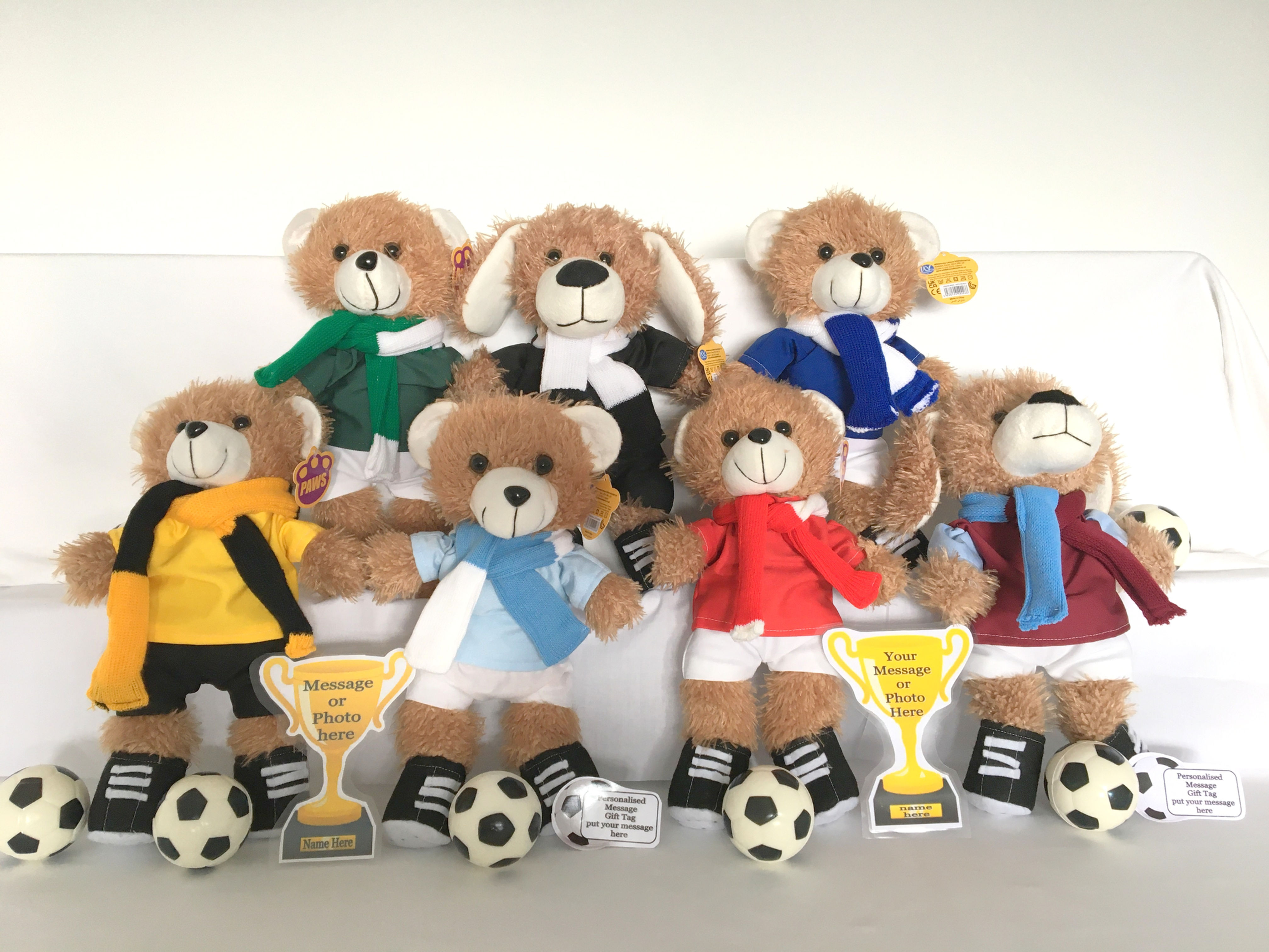 FOOTBALLER TEDDY BEAR or PUPPY DOG PERSONALISED GIFT