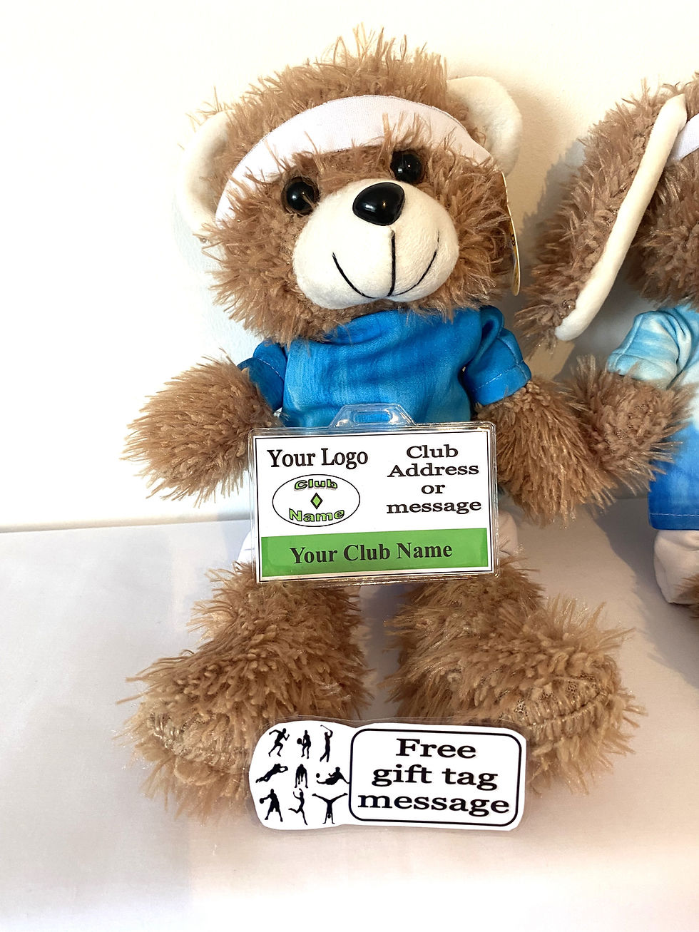 Thumbnail: ATHLETICS PERSONALISED TEDDY BEAR / PUPPY DOG PHOTO ID BADGE OPTION LOGO