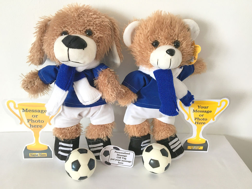 Thumbnail: CHELSEA PERSONALISED TEDDY BEAR / PUPPY DOG FLAT TROPHY WITH PHOTO