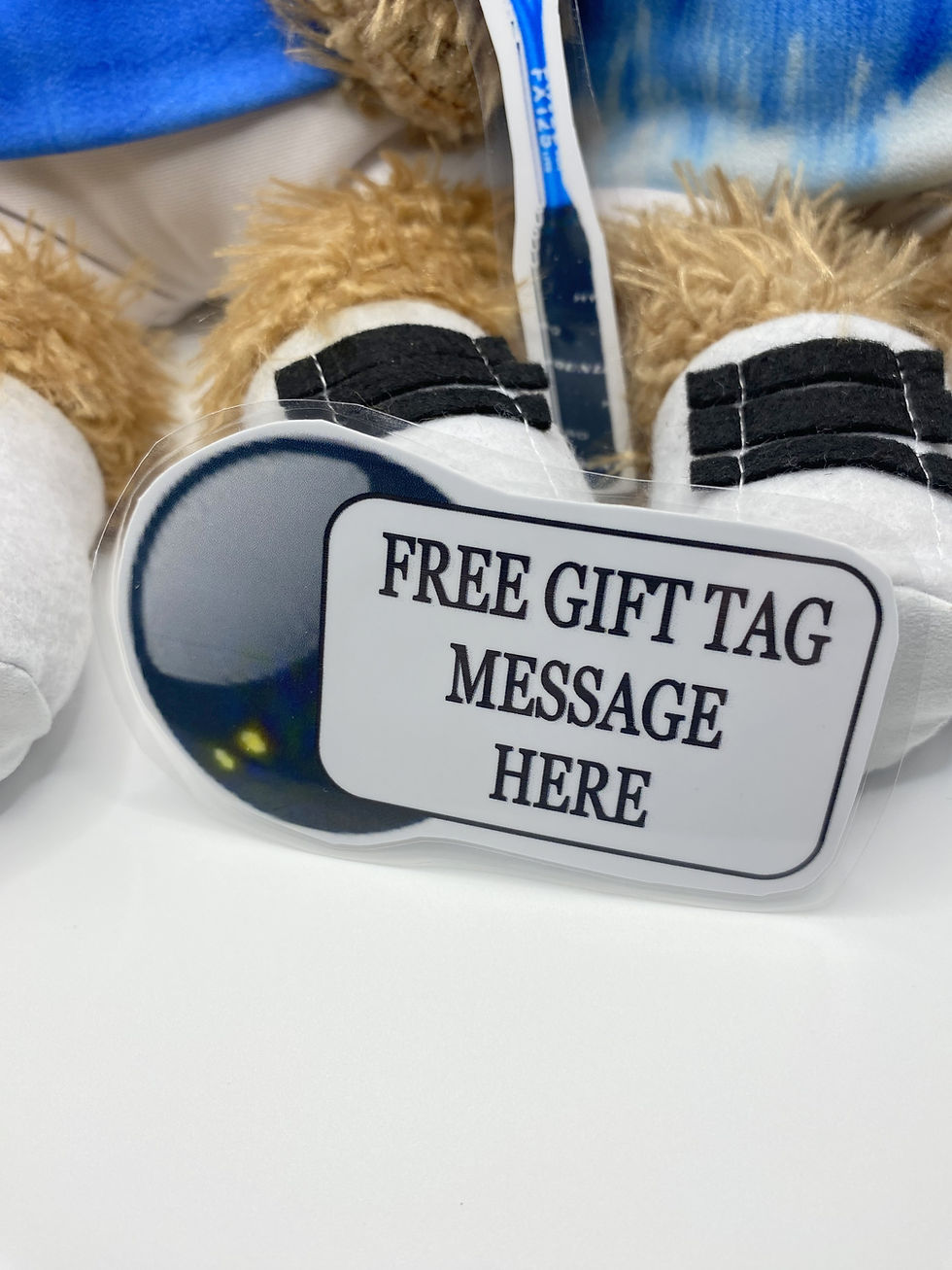 Thumbnail: SQUASH PERSONALISED TEDDY BEAR / PUPPY DOG WITH FLAT RACKET PHOTO MESSAGE