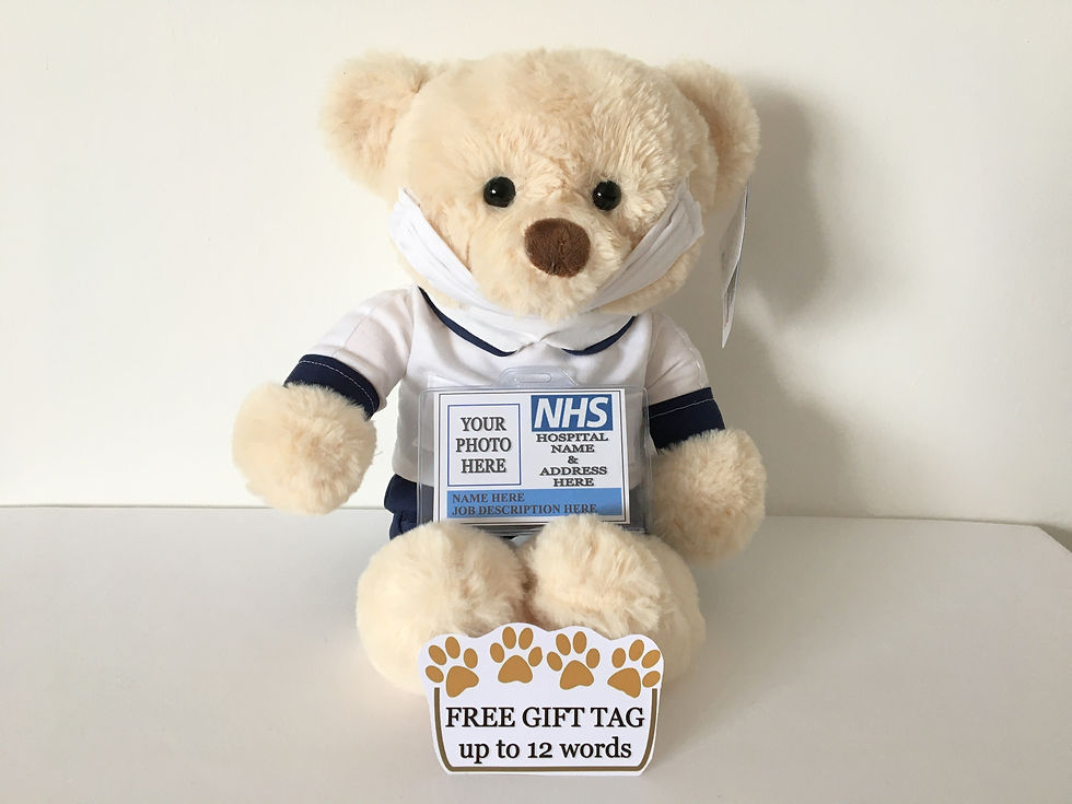 Thumbnail: THERAPIST PERSONALISED TEDDY BEAR WITH ID PHOTO BADGE OR LOGO BADGE
