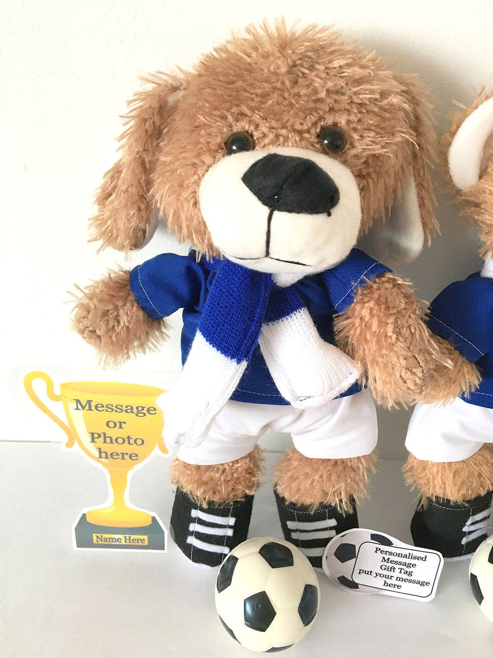 Thumbnail: CHELSEA PERSONALISED TEDDY BEAR / PUPPY DOG FLAT TROPHY WITH PHOTO
