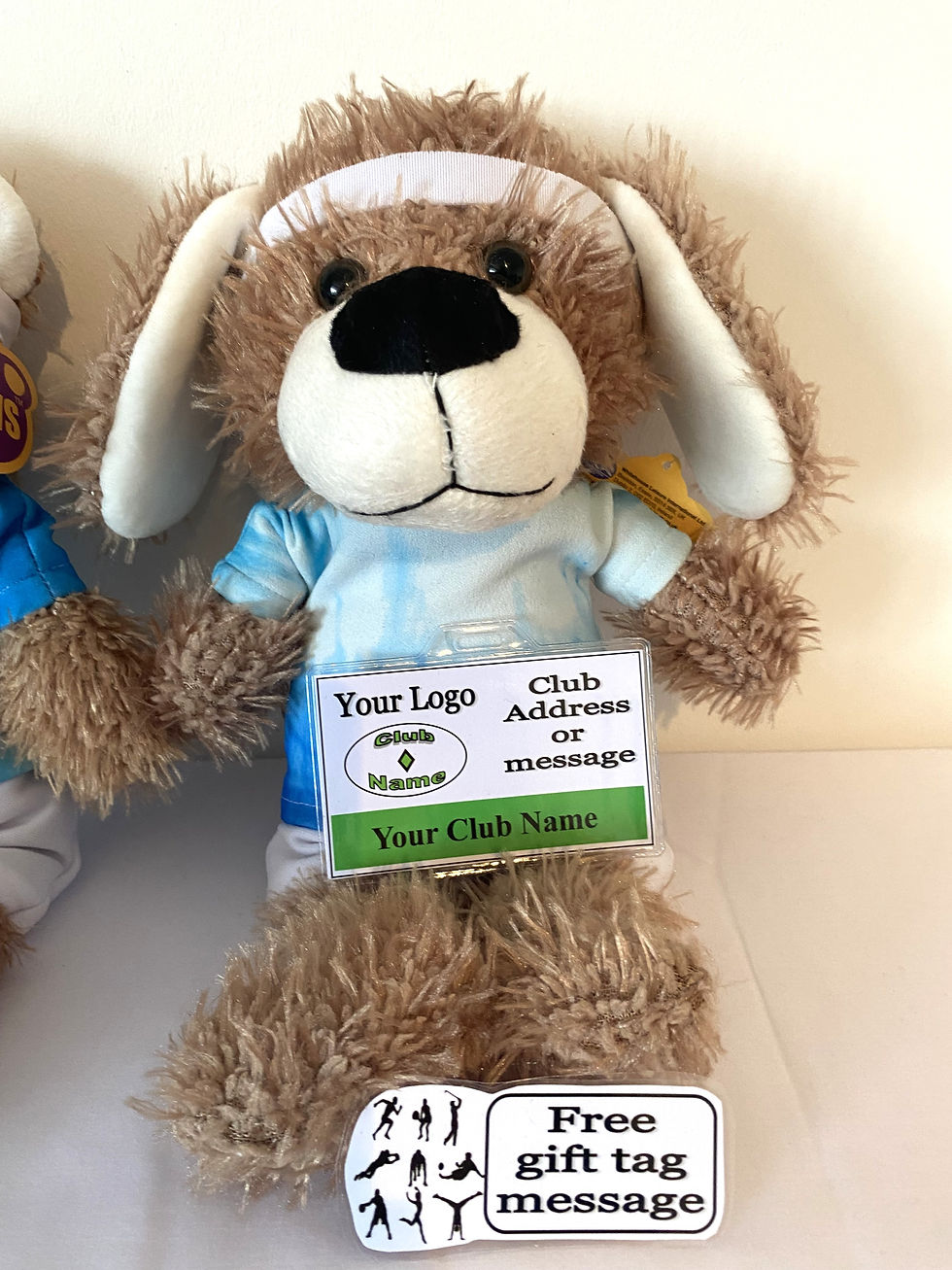 Thumbnail: ATHLETICS PERSONALISED TEDDY BEAR / PUPPY DOG PHOTO ID BADGE OPTION LOGO