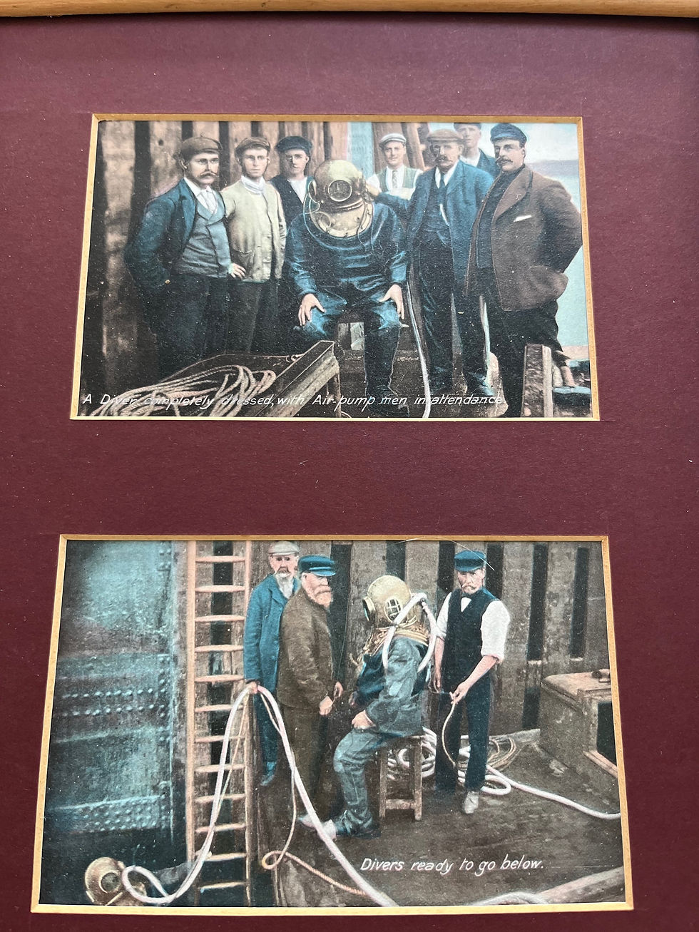 Thumbnail: Old Diving Helmet x3 Edwardian Tinted Postcards