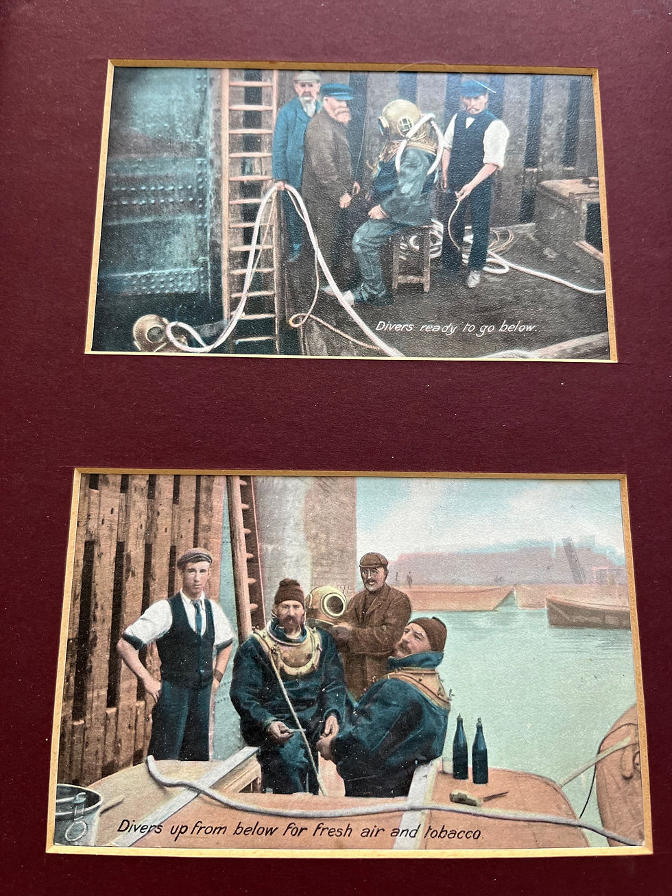 Thumbnail: Old Diving Helmet x3 Edwardian Tinted Postcards