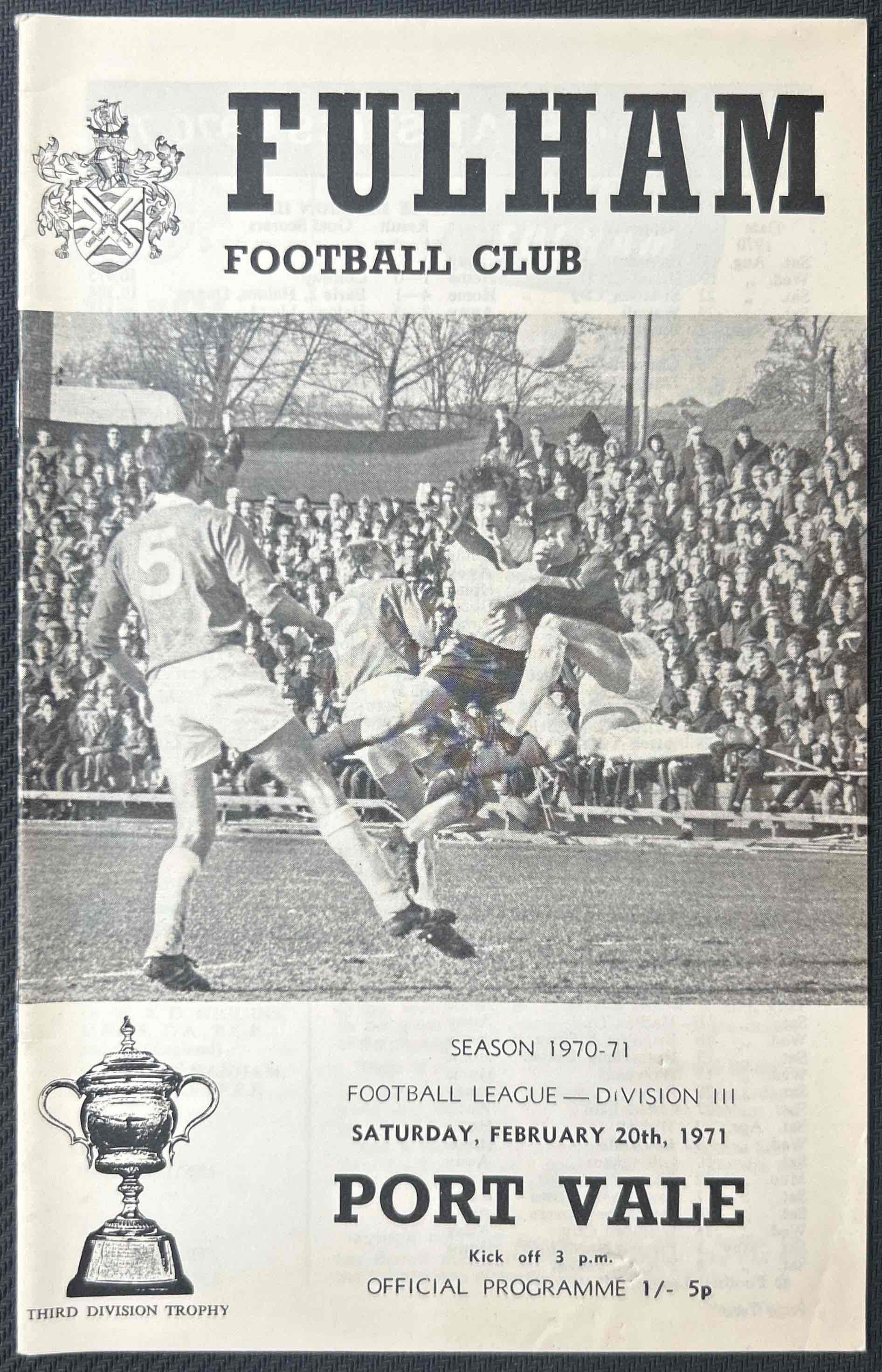 1971 Feb 20 Fulham V Port Vale