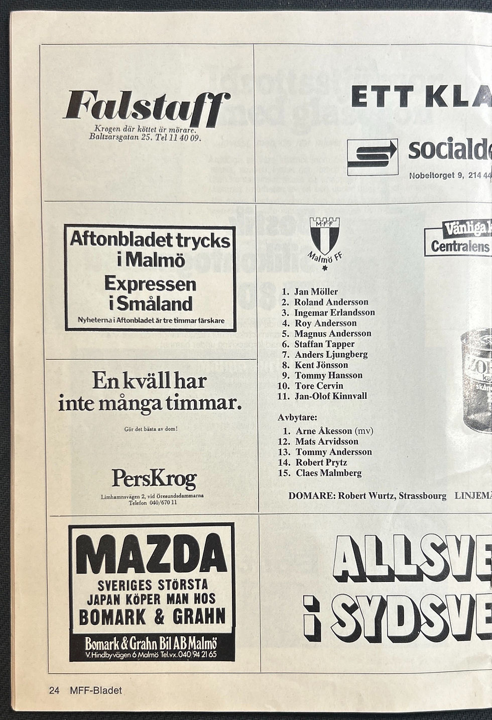 1979 Apr 25 Malmo V Austria Memphis