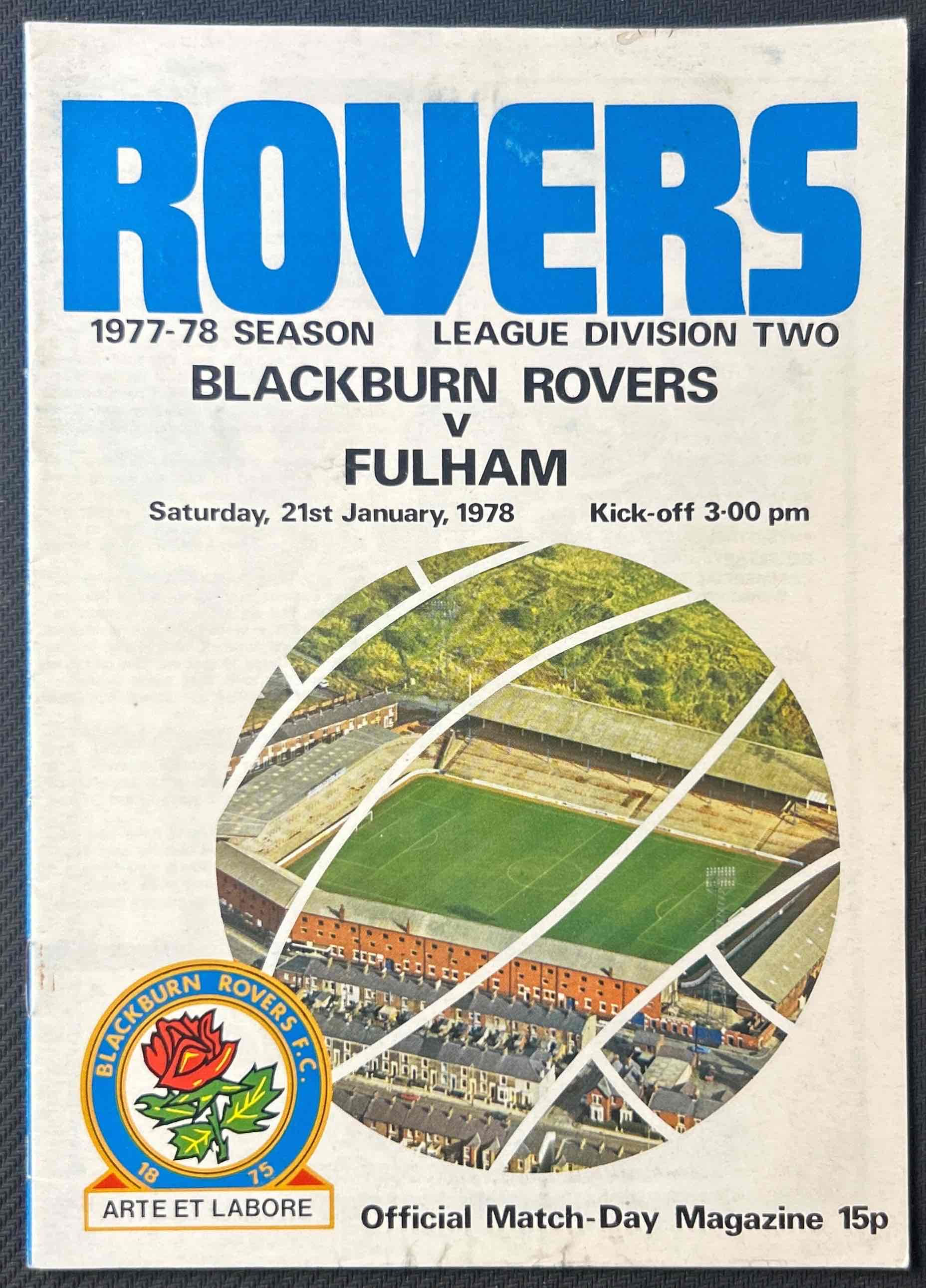 1978 Jan 21 Blackburn V Fulham