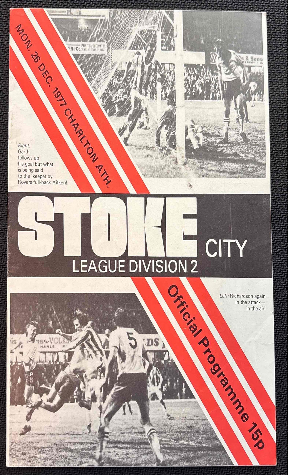 1977 Dec 26 Stoke V Charlton Football Programme