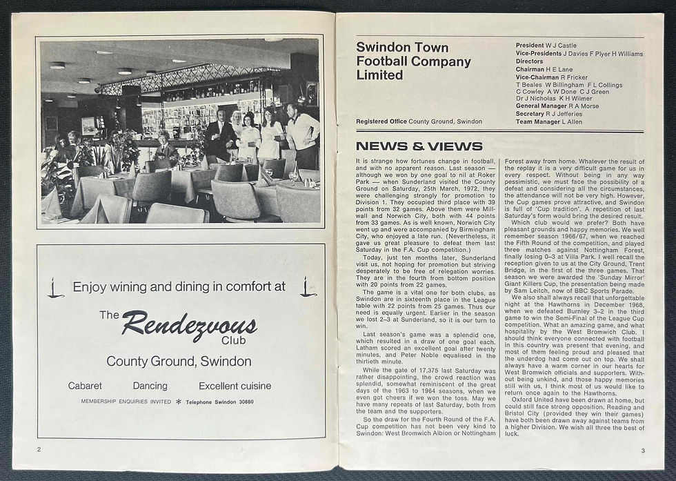 1973 Jan 20 Swindon V Sunderland