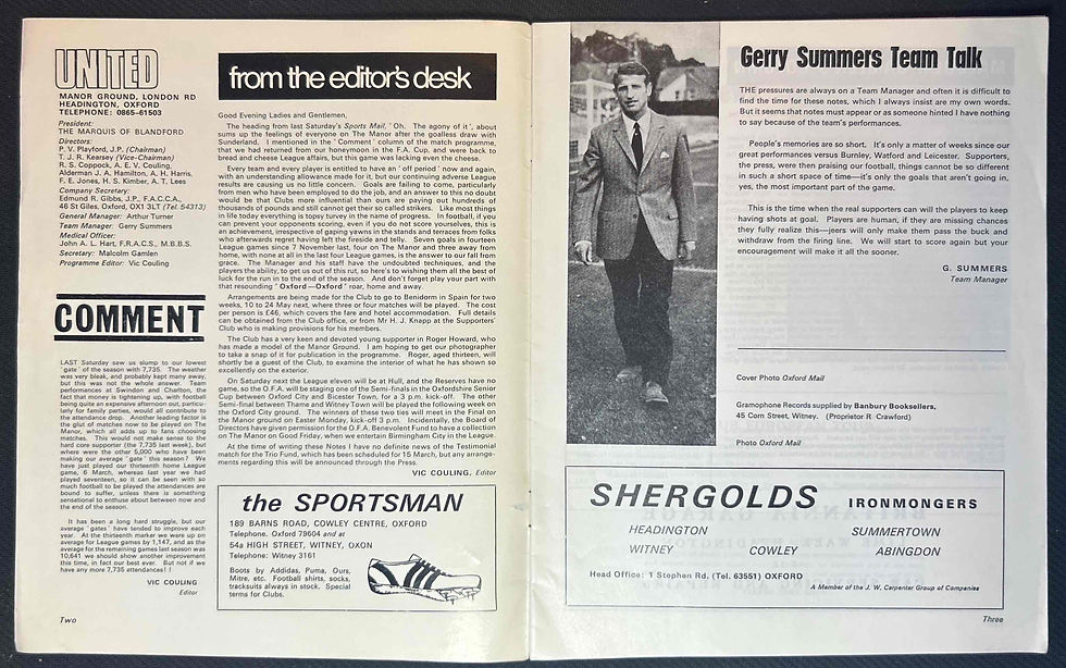 1971 Mar 10 Oxford V Leyton Orient